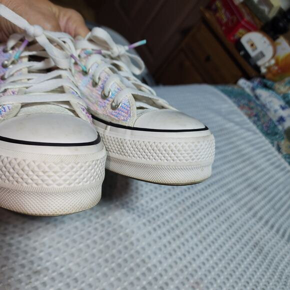 CONVERSE EUC WOMENS SZ 8 ALL STAR SEQUINED SNEAKER SHOES - Picture 9 of 9